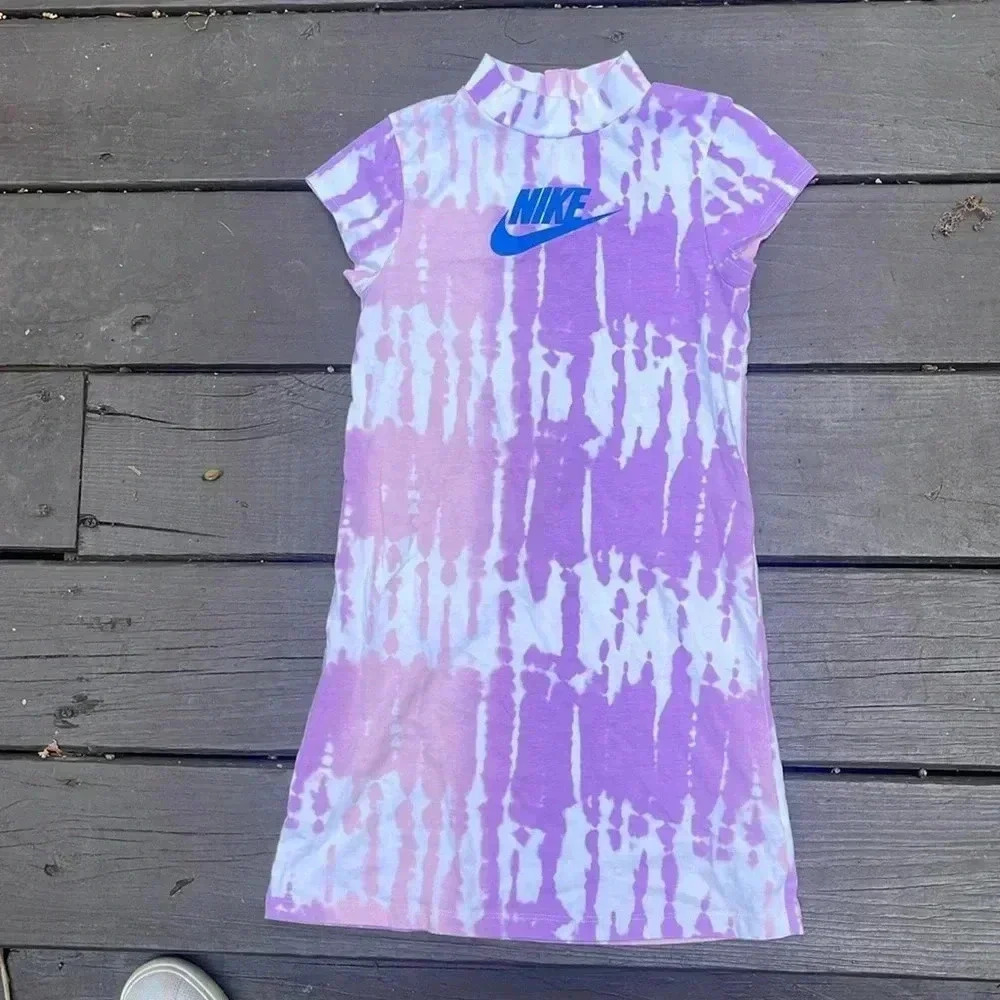 Nike girls pink and purple tie dye t-shirt dress size 6X